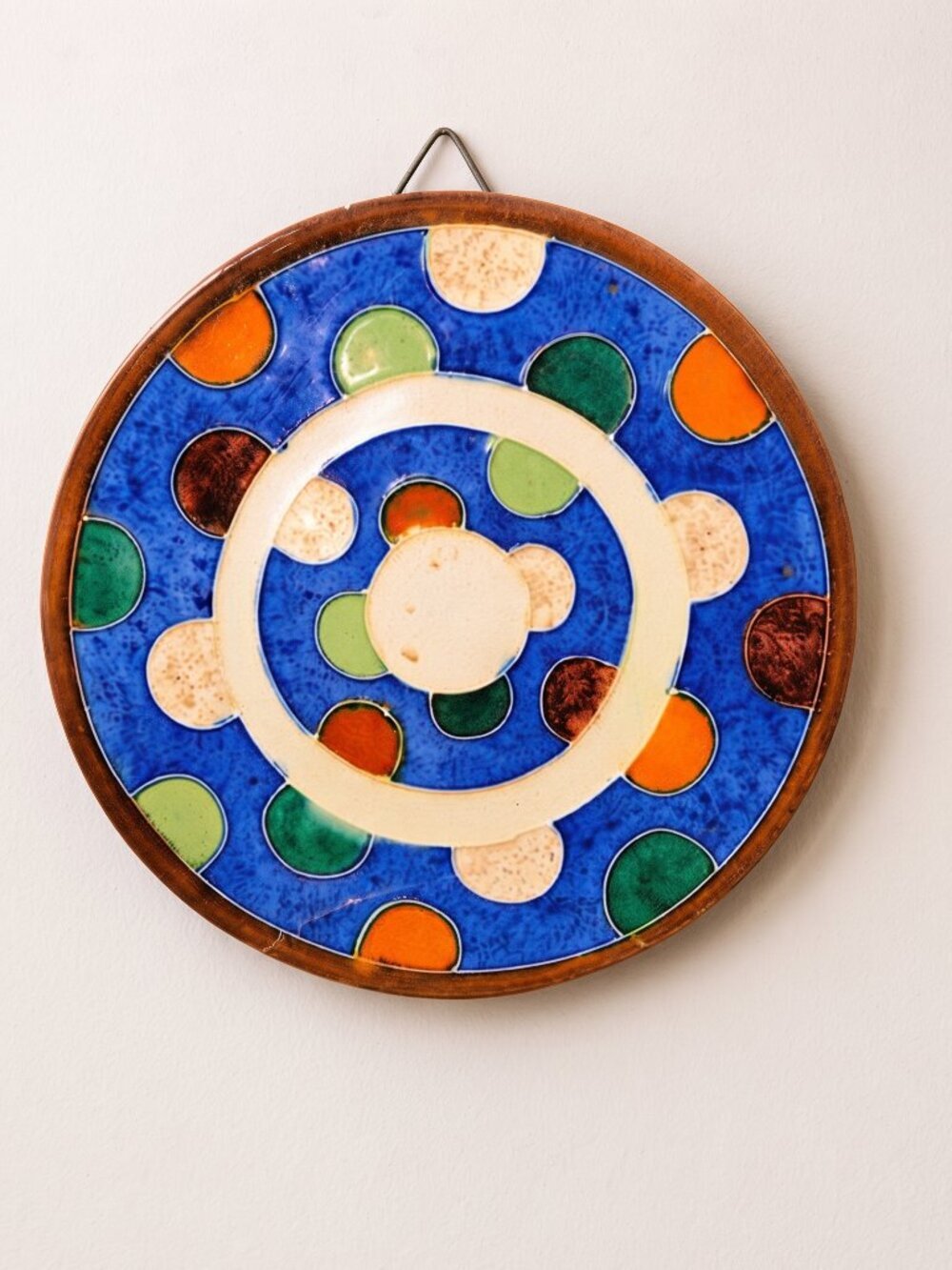 Daniel Lasser Blue Galaxy Art Pottery Trivet–Abstract Circle Studio Ceramic